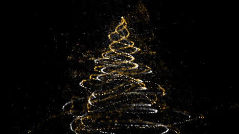 Sendero-Brillante-Formando-Animación-De-árbol-De-Navidad-Con-Luz-Y-Partículas-Con-Fondo-Negro